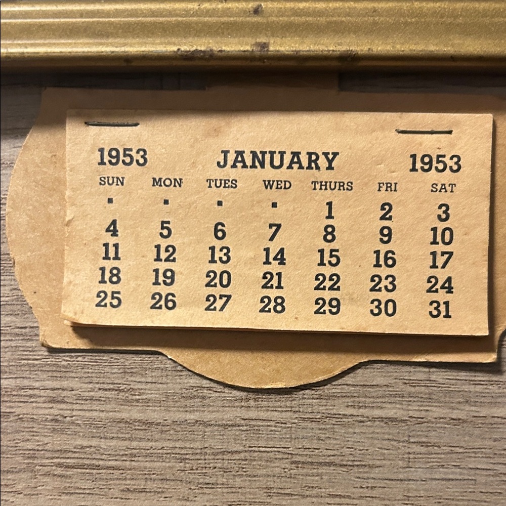 Vintage Silhouette Religious Art with Gold Frame and Calendar from 1953 - Picture 2 of 4